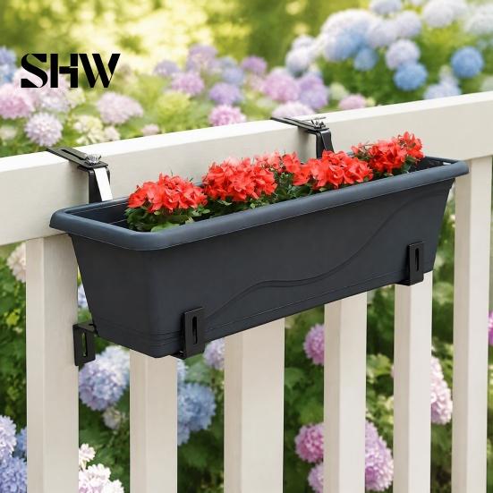 Durable Flower Box Railing Brackets 4Pcs Adjustable Planter Brackets, Stainless Steel Hangers, Balcony No Drill Plant Supports for Fence Railings
