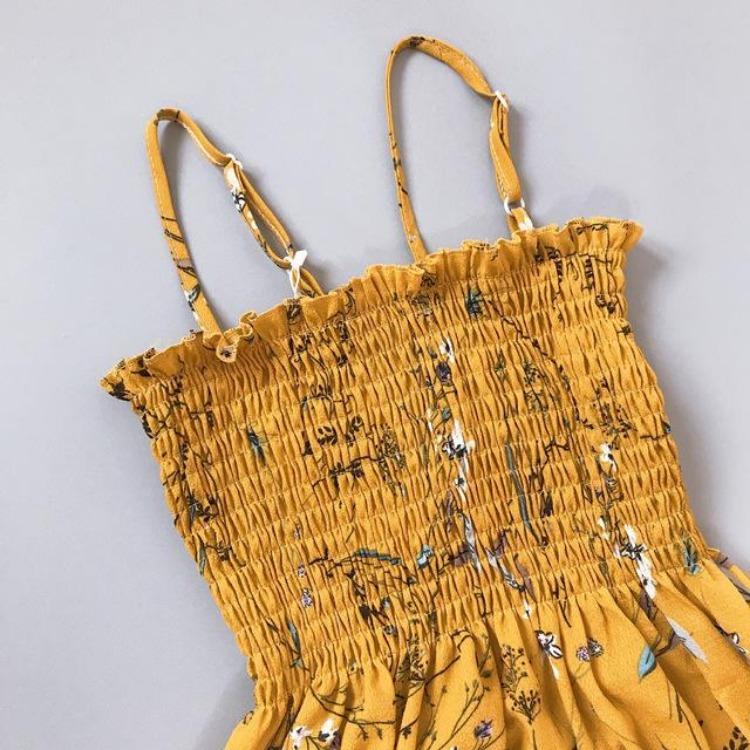 2023 Letní Květinové Chiffonové Minišaty Dámské Ležérní Módní Špagetová Ramínka Bez Rukávů Elastický Vysoký Pas Šaty