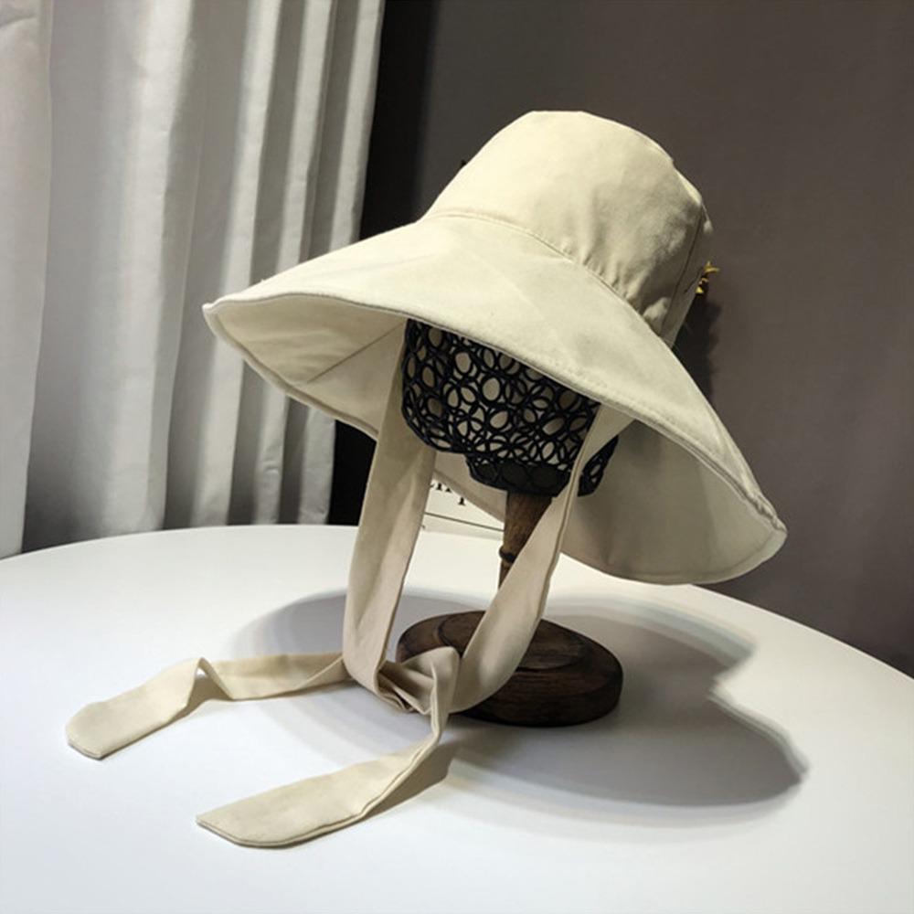 Stylish Accessory Tie Design Fisherman Hat Big Brim Cotton Linen Bucket Hat Foldable Visor Cap Women