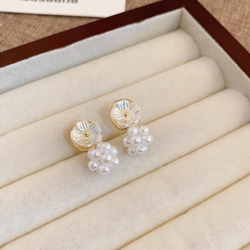 Серьги-пусеты с жемчугом барокко и бриллиантовым бантом Серьги с индивидуальностью Серьги французских знаменитостей Женские