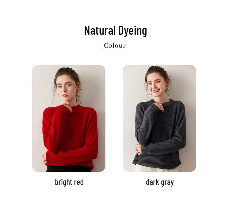 Luksuriøs Dame Cashmere Rund Hals Sweater - Løs, Alsidigt Strikwear til Efterår/Vinter