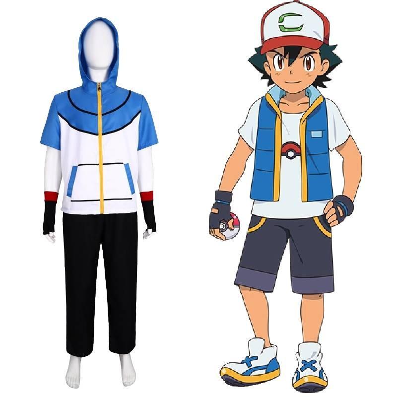 Ketchum Anime Ash Character Cosplay Polyester Outfit Halloween Gift
