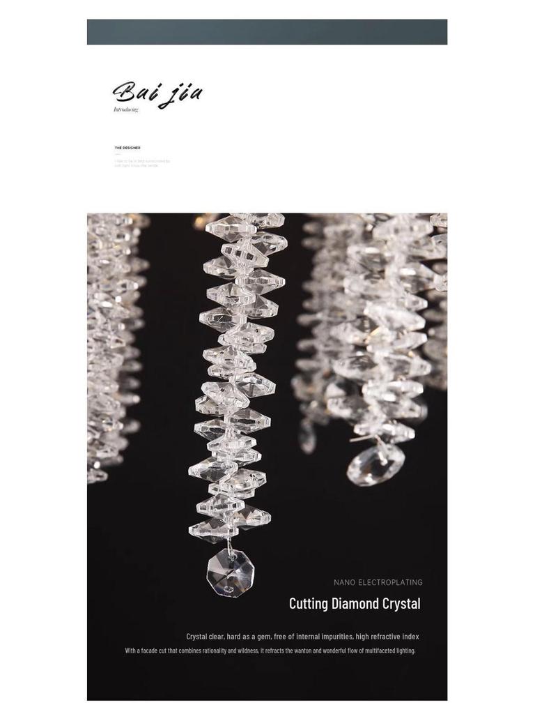 Elegant Crystal Branch Chandelier for Living Room or French Restaurant
