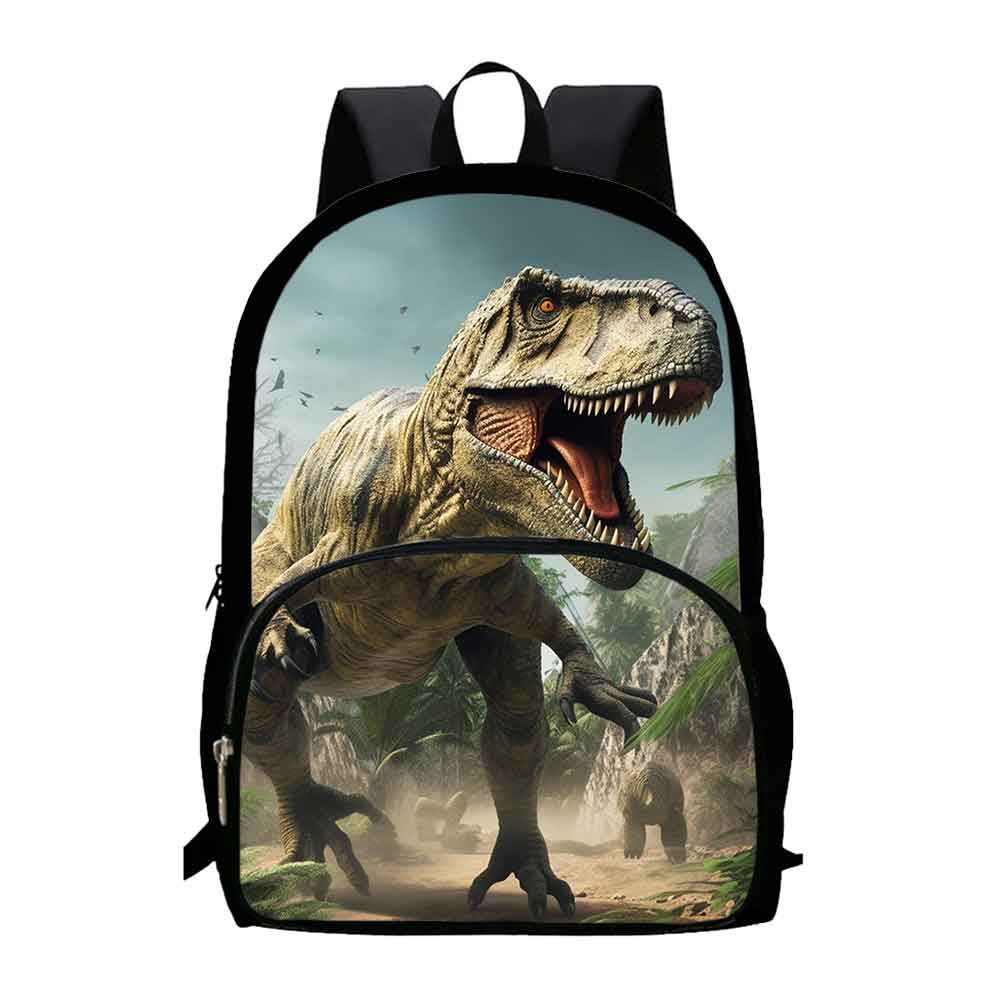 Dinosaur School Backpack for Grade 1-3 Cartoon School Bags for Boys Large Capacity Animal Prints Child Backpack