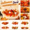 Artificial Maple Leaf Pumpkin Hanging Decoration with Pinecones and Berries for Indoor Outdoor Autumn and Halloween Display