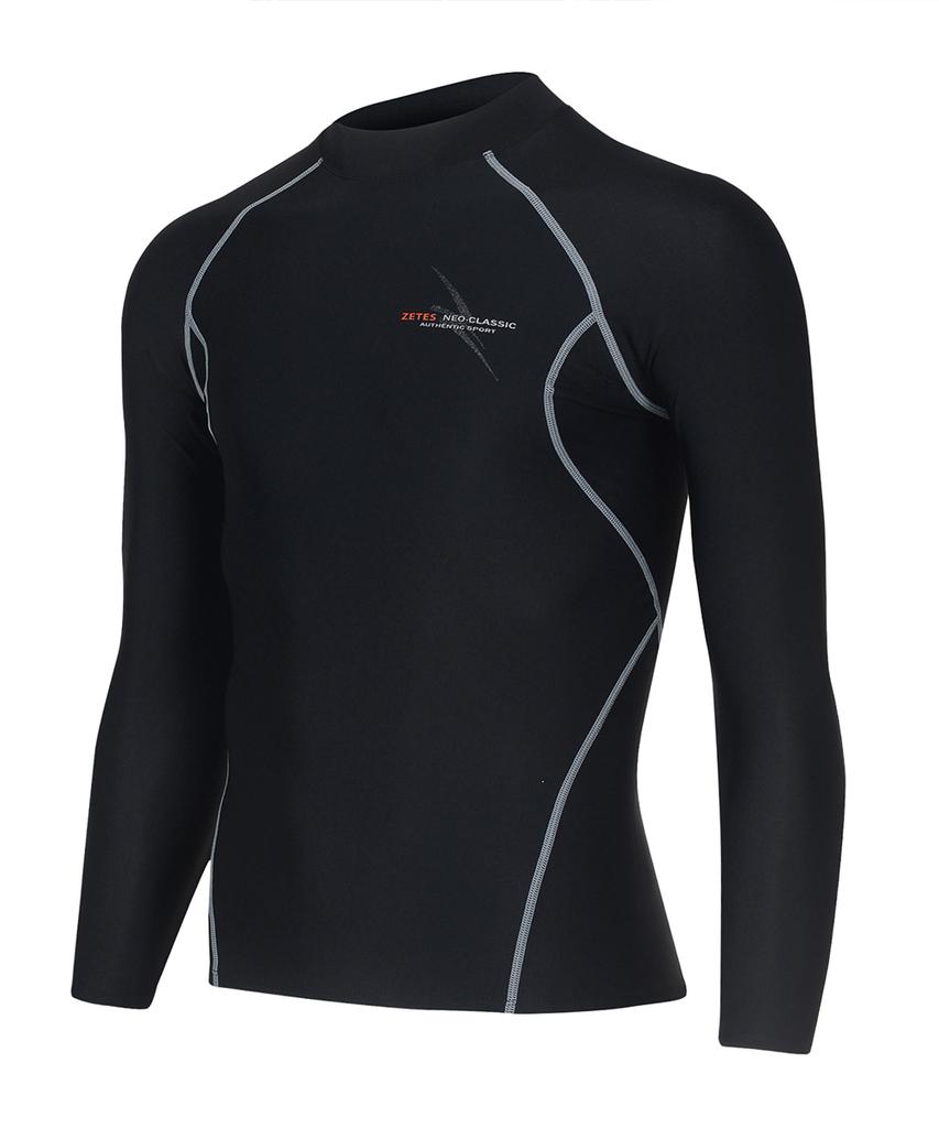 Jeteseu Men'S All-Black Slim Fit Long Sleeve Rash Guard M_3A975