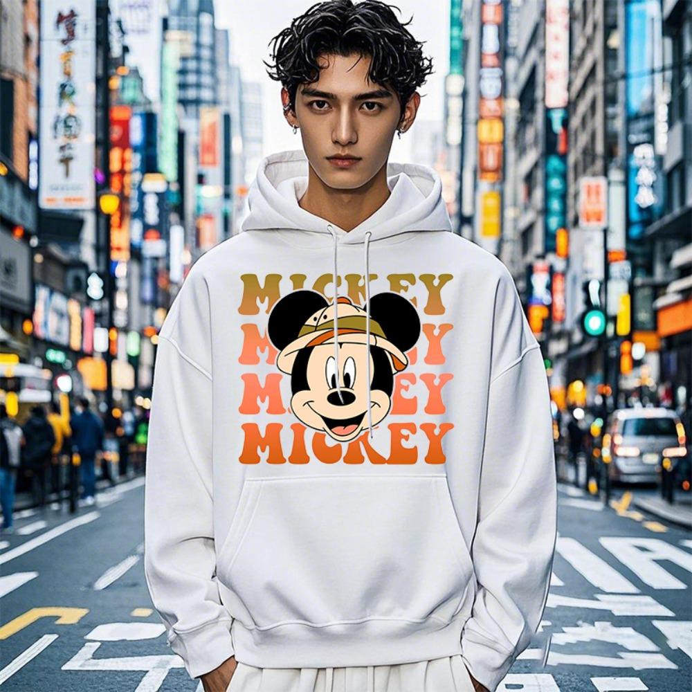 Disney Parent-child Set, Children's Animal Kingdom Mickey Mouse Head Printed Men's Hoodie, Casual Sportswear, Loose Top