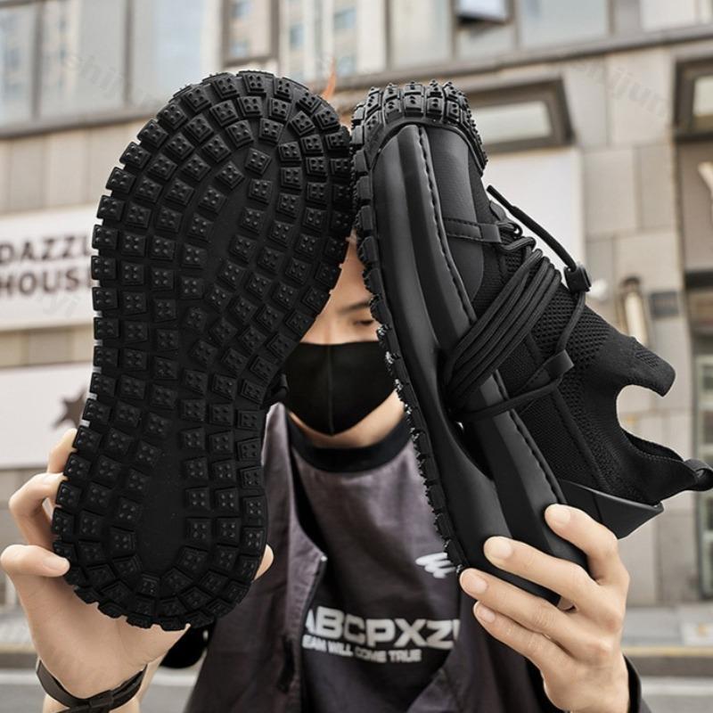 Mode Herrenschuhe 2025 Neu Frühling Atmungsaktives Mesh Fly Weave Dicke Sohle Höhenerhöhend Mode Rutschfest Lässig Sportliche Klobige Sneaker