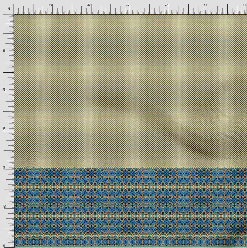 Soimoi Japan Crepe Satin Fabric Mandala & Shield Symbol Panel Printed Craft Fabric by the Metre 42 Inch