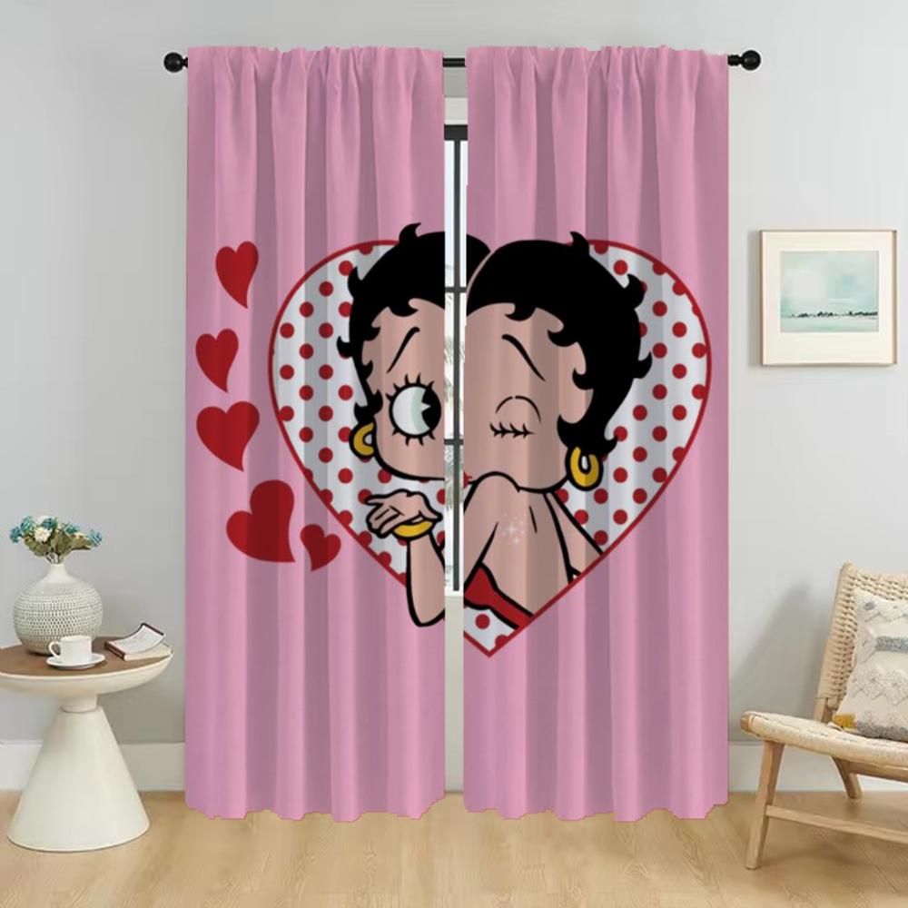 Bettyes Boopes Curtains for Living Room Curtain Shades Tulle for Bedroom Home Interior Curtains 2 Pieces Partition Kitchen Child