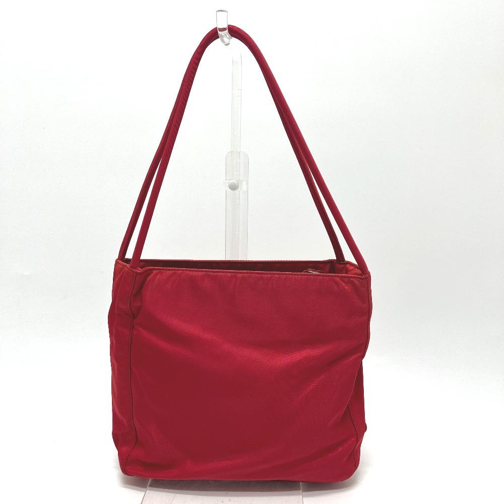Prada B8725 Logo Tote Bag, Shoulder Bag, Triangle Plate Hand Bag Nylon Red