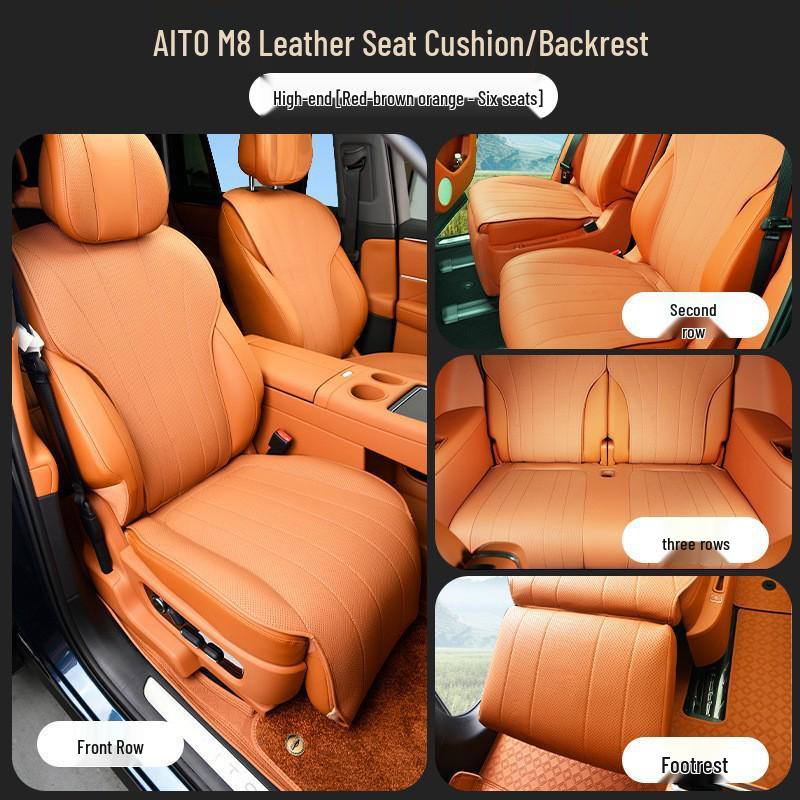 AITO M8 Nappa Leather Seat Cushion: Full Car, Five-Seat, Four Seasons, Eco-Friendly Ventilation, Auto Interior Accessories.