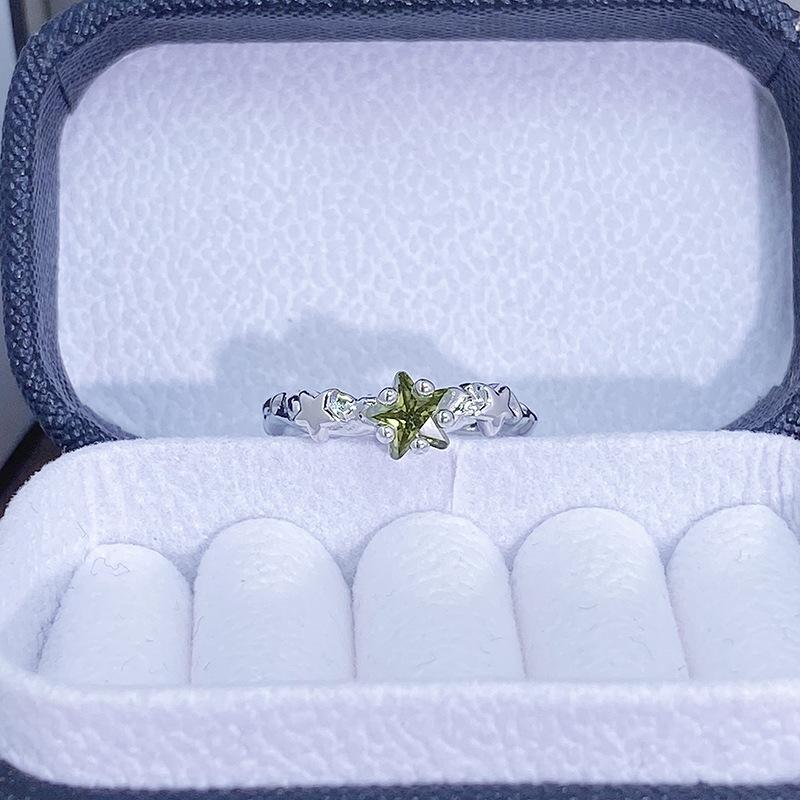 Leichter Luxus Farbe Schatz Super Fee Gelb Zir*****Stift Ring Nische Hoher Sinn Persönlichkeit Blume Liebe Französischer Ring Frau