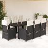 VidaXL Garden Dining Set with Cushions 9 Pcs, Patio Chairs and Table, Terrace Furniture, Modern, Black Resin 3212455