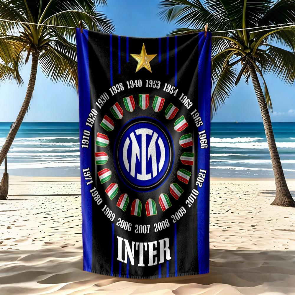 Inter Milan Beach Towel High Absorbency Quickdry Comfortable Lightweight Suitable For Swimming Gym Camping Yoga Vacation