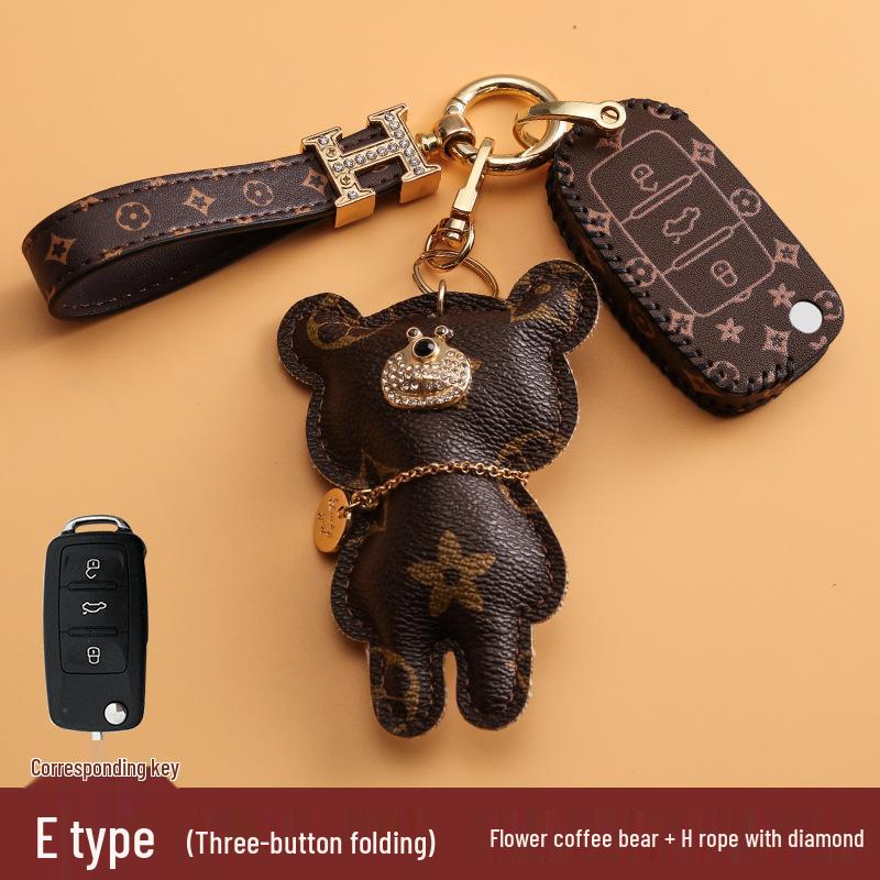 Volkswagen Car Key Cover for Sagitar, Bora, Lavida, T-Roc, Tiguan L, Golf 8, Tayron, POLO with Women's Bag Buckle