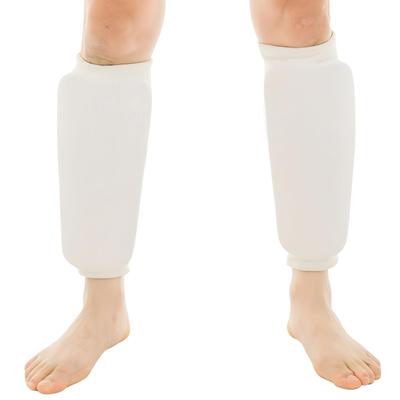 Donalee Karate Shin Pair and for Juniors To EVA Stretchable Leg Guards for Martial and Practice Supports, White, (Left Right), Adults, High-Resilience