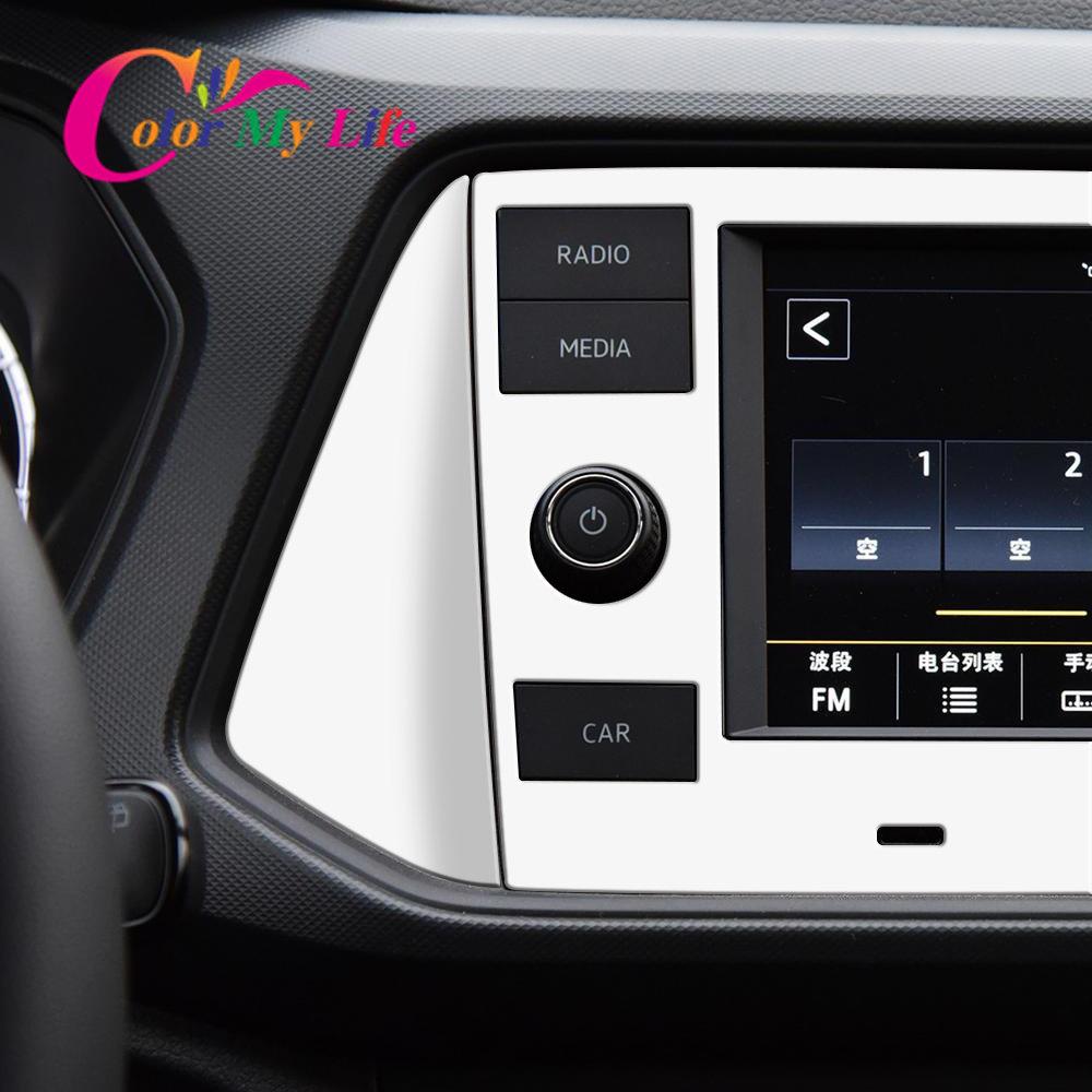 Car Navigation Panel Cover for VW T-Cross 2018-2023 Console Display Frame Center Sequins Stickers for Volkswagen