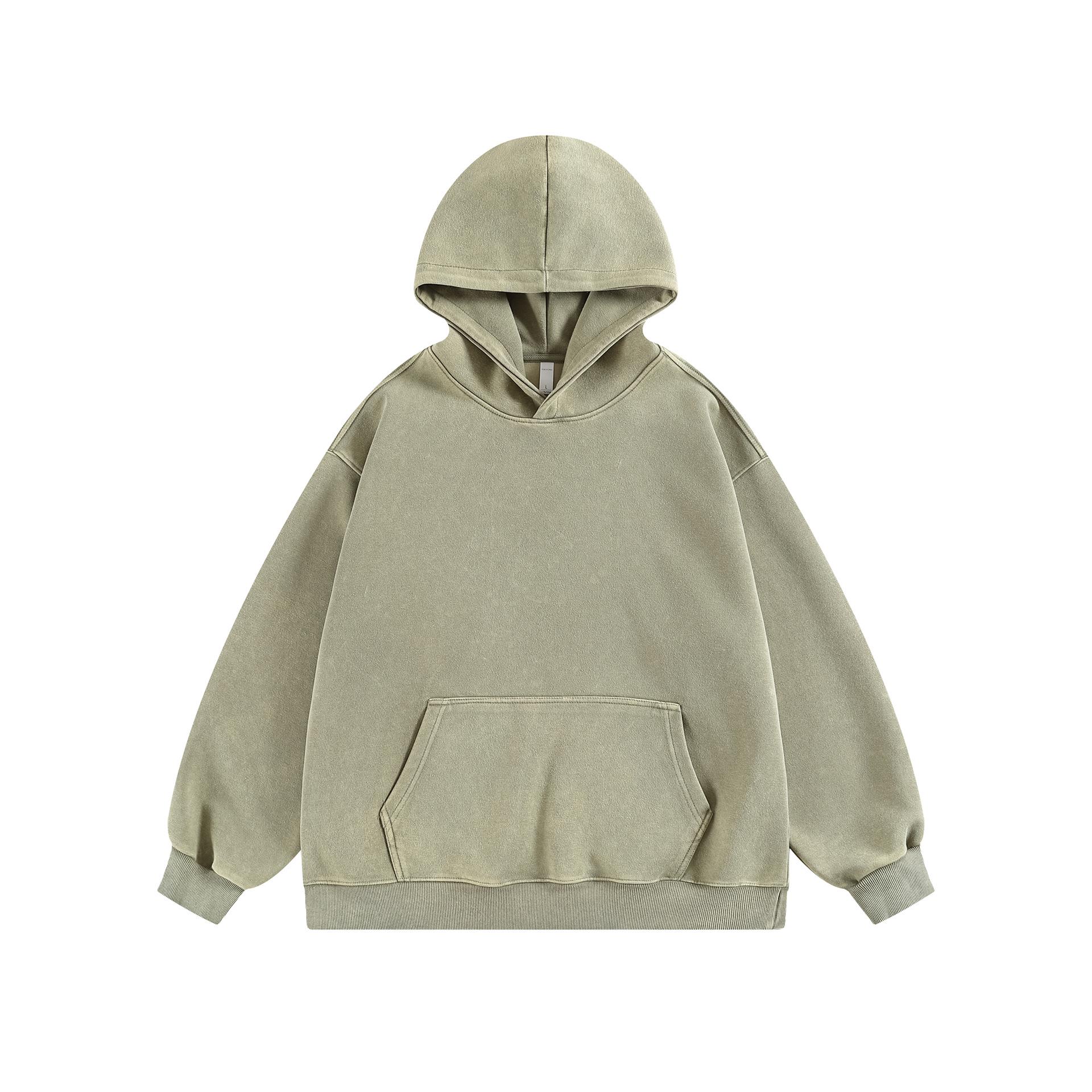 

Unisex Double-Layer Hooded Sweatshirt, Casual Loose Fit, Cloud Velvet Brushed, Fine 420g Cotton, Soft Outer Layer XL зелений