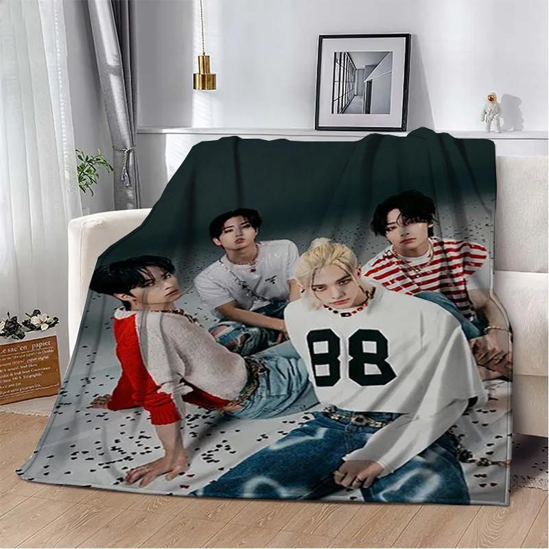 3D KPOP S-Stray-K-Kids Throw blanket Picnic blanket Warm Flannel blankets Home Couch bed linings blankets for beds Birthday Gift