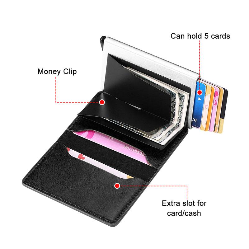 1Pcs ID Credit Card Holder Mini RFID Wallet Automatic Pop up Bank Card Case For Audi C7 C6 C5 B5 B6 B7 B8 B9 D3 Q3 Q5 Q7 TT A1 A3 A4 A5
