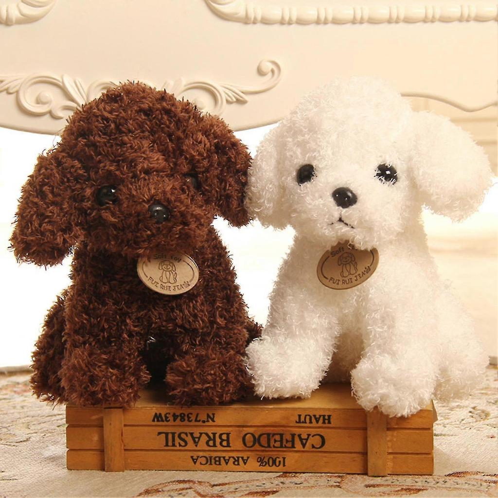 Cachorro Poodle Fofo de Desenho Animado Filhote Boneca de Pelúcia Brinquedo Abraçável Ornamento de Casa Presente