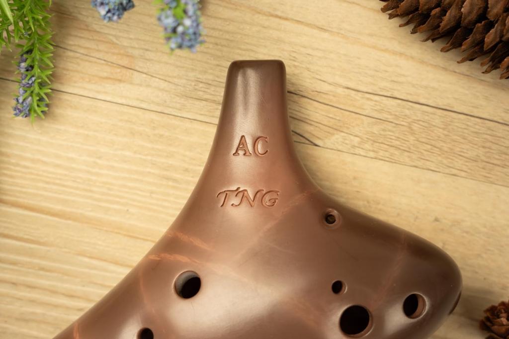 TNG Ocarina [Brown  12-Hole  AC] Single (with Dedicated Case) High-Quality Ocarina for Wind Instruments, Purple Sand