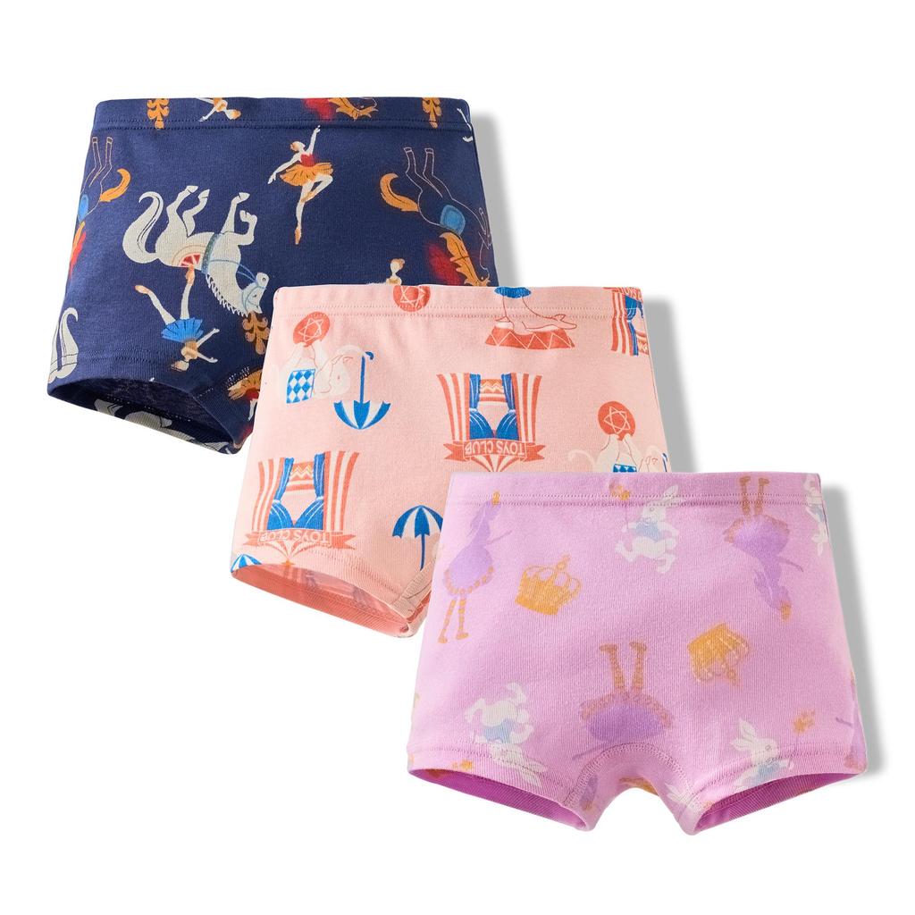 Girls' Pure Cotton Cartoon Boxer Briefs - Breathable School Shorts