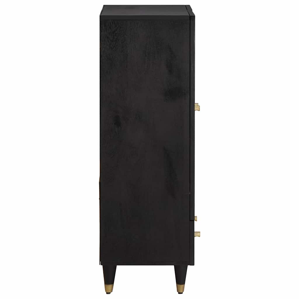 Highboard with Shelf Black 60 x 33 x 100 cm Solid Mango Wood