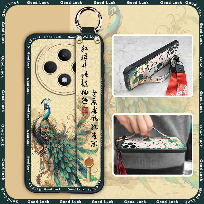 Elderly Lady Kickstand Phone Case For OPPO Reno12F 5G Ring Anti-knock Dirt-resistant Soft Case Wristband Protective