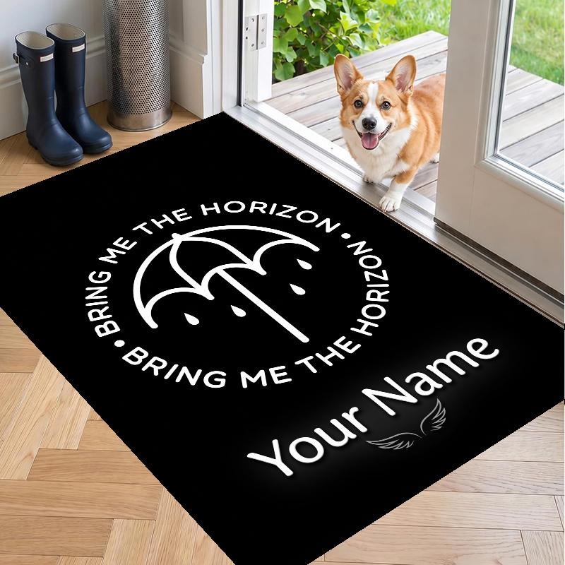 Custom Name Bring Me the Horizon Crystal Velvet Floor Rug Personalized Text Soft Carpet Home Decor