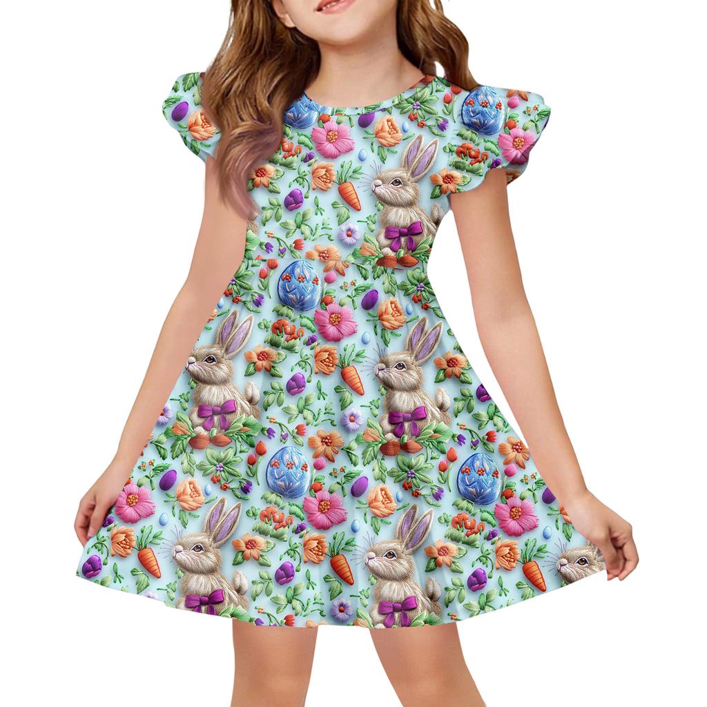 Girls' Summer Princess Dress - A-Line T-Shirt Dress Easter Day
