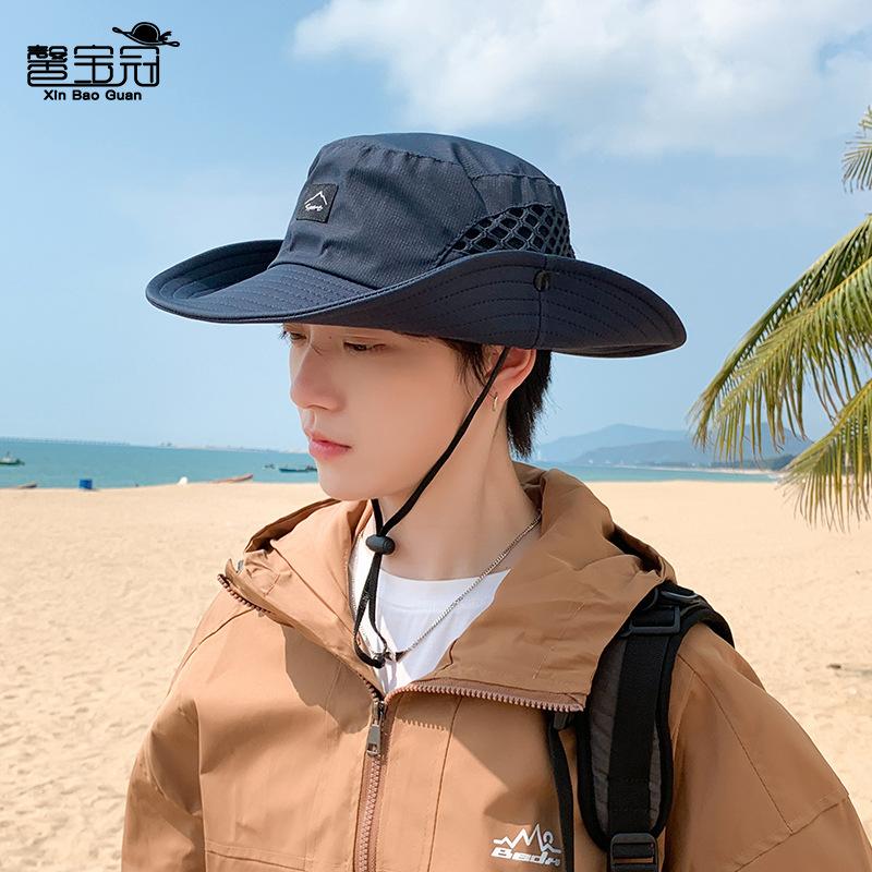 9228 Summer Men's Breathable Big-eaves Bucket Hat Outdoor Fishing Mountaineering Hat Casual Versatile Sunscreen Visor