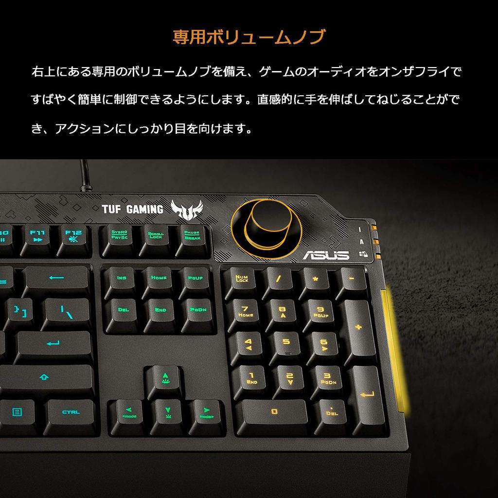 ASUS Gaming Keyboard RA04 TUF GAMING Dedicated Volume Knob Waterproof RGB Lighting Wrist Rest K1/JP