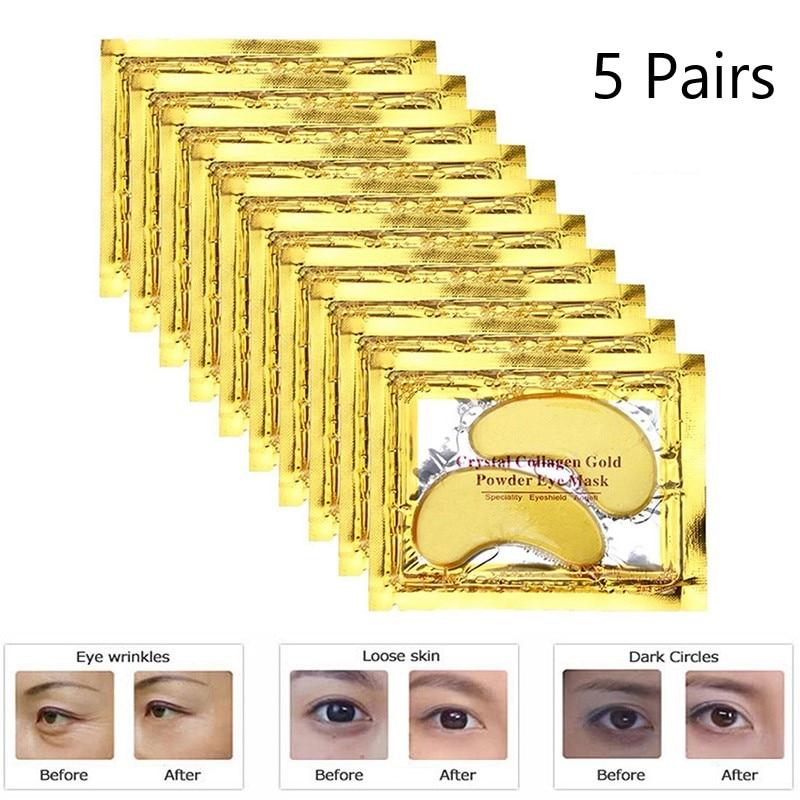 

Золотой кристалл коллагена глаз маска 10Pcs Темные круги Удалить puffiness увлажняющий Colageno Гель глаз колодки