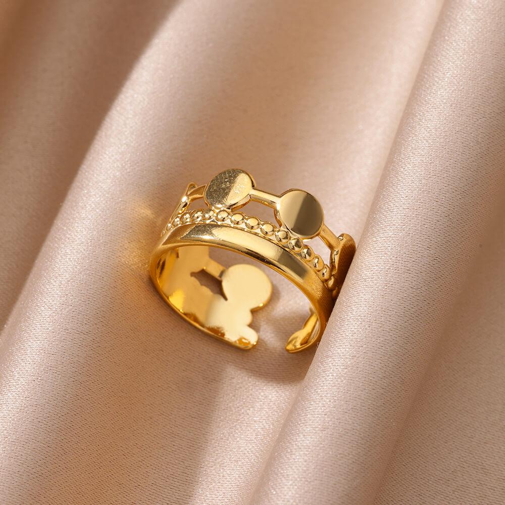 Anello aperto a forma di cuore in acciaio inossidabile color oro per donna, non scolorisce, alla moda, squisito, estetico, gioiello romantico per coppia