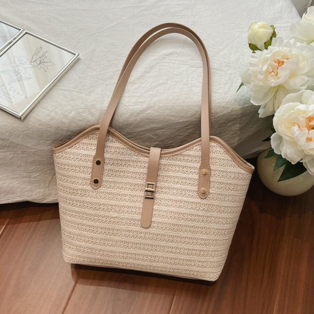 Large-capacity Handwoven Tote Bag Handwoven Straw Underarm Bag  Commute Use хаки