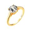 Jewelry Gold Four Claws 8mm White Round Diamond Ring Simple Ring