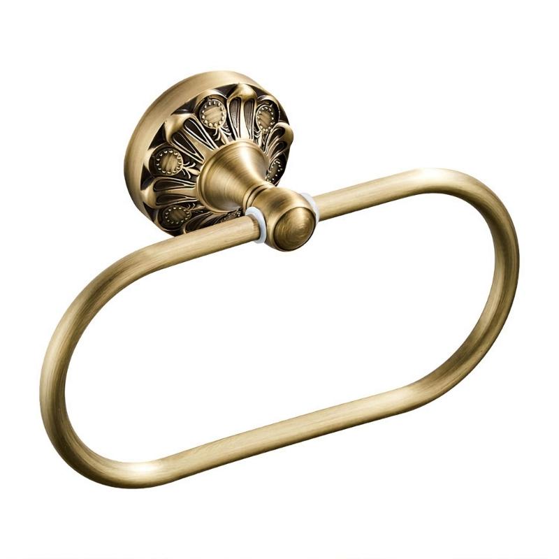 Elegant Oval Metal Towel Rings with Embossed Not Slip Base Stand for Secure Towel Holding In Modern Classical Bathrooms