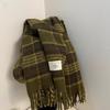 New Maillard Plaid Scarf Women's Autumn and Winter Same Style Retro Mohair Student Thickened Warm Scarf