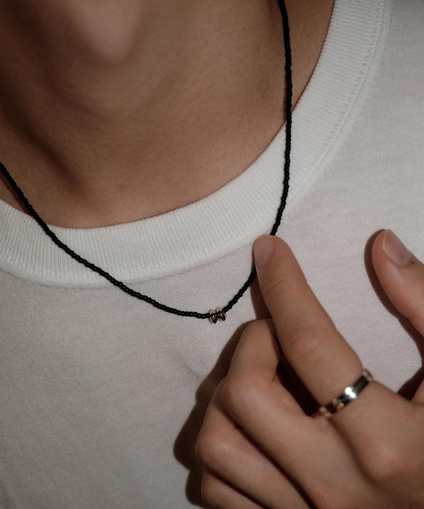 Ourpierre Silver Donut Necklace Black (M)