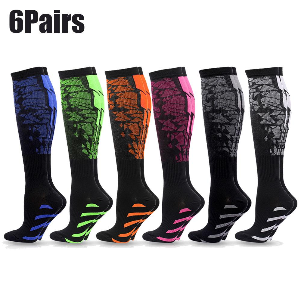 1/3/6 Pairs Sport Compression Stockings For Women Men Nursing Hiking Travel Flight Running Fitness Socks