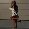 European and American Fashion Women's Clothing Polka Dot A-shaped Skirt Printed Sleeveless Neck Hanging Short Temperament Satin Dress
