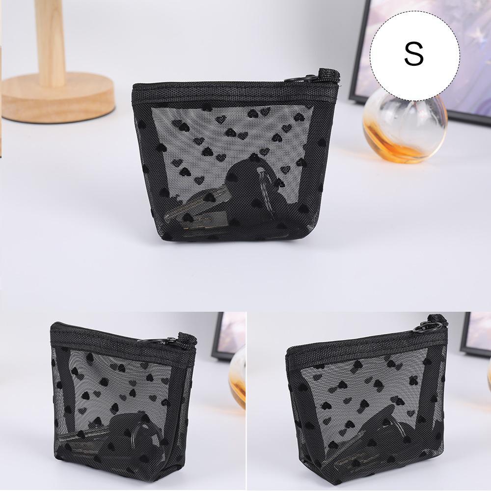 Heart-Shaped Makeup Bag Set: Breathable Mesh, Portable Travel Bag, Handheld Design
