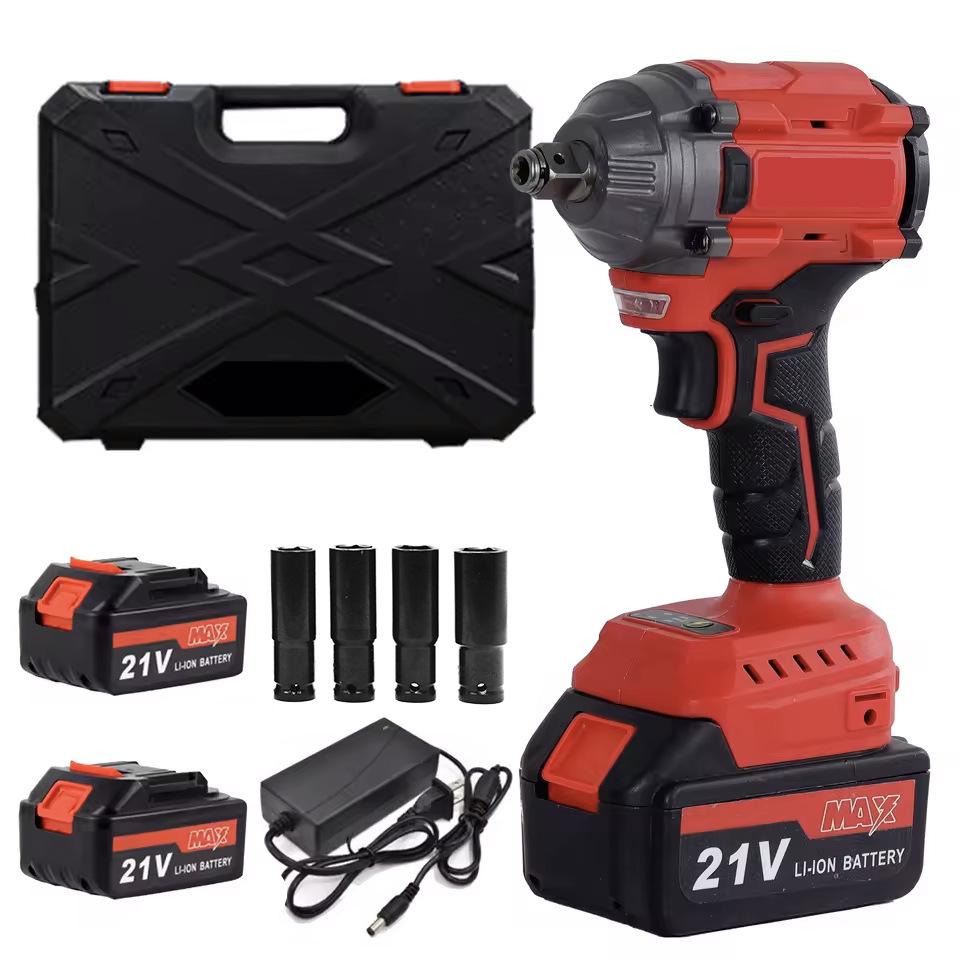 21V Brushless Electric Impact Wrench with Rechargeable Lithium Battery for Car, Scaffolding, and Carpenter Use
