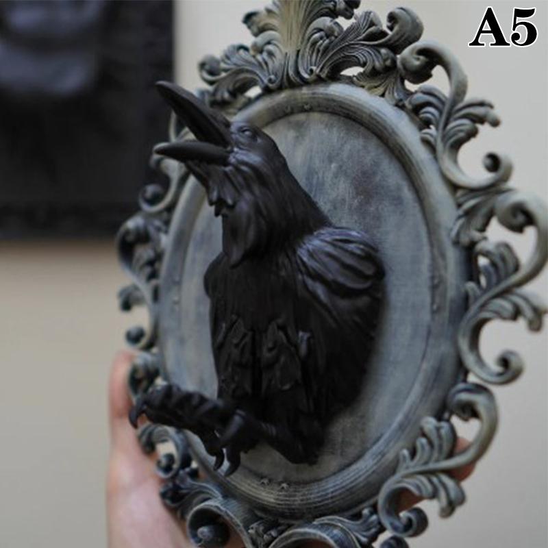 Gothic Art Resin Animal Head Wall Decor Baroque Style Wall Hangings Frame Vintage Bat Wall Sculpture Home Decor Gothic Statue