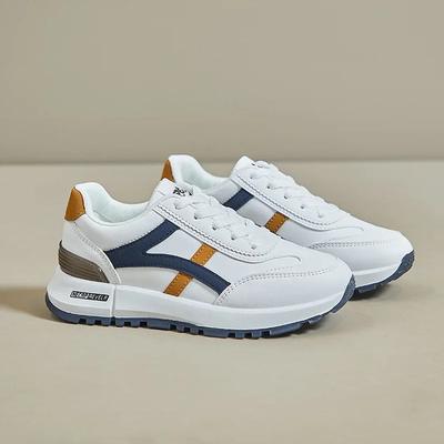 Women Fashion Leather Sneakers Autumn New Girl Casual Sport Shoes Fashion Striped Gym Shoes