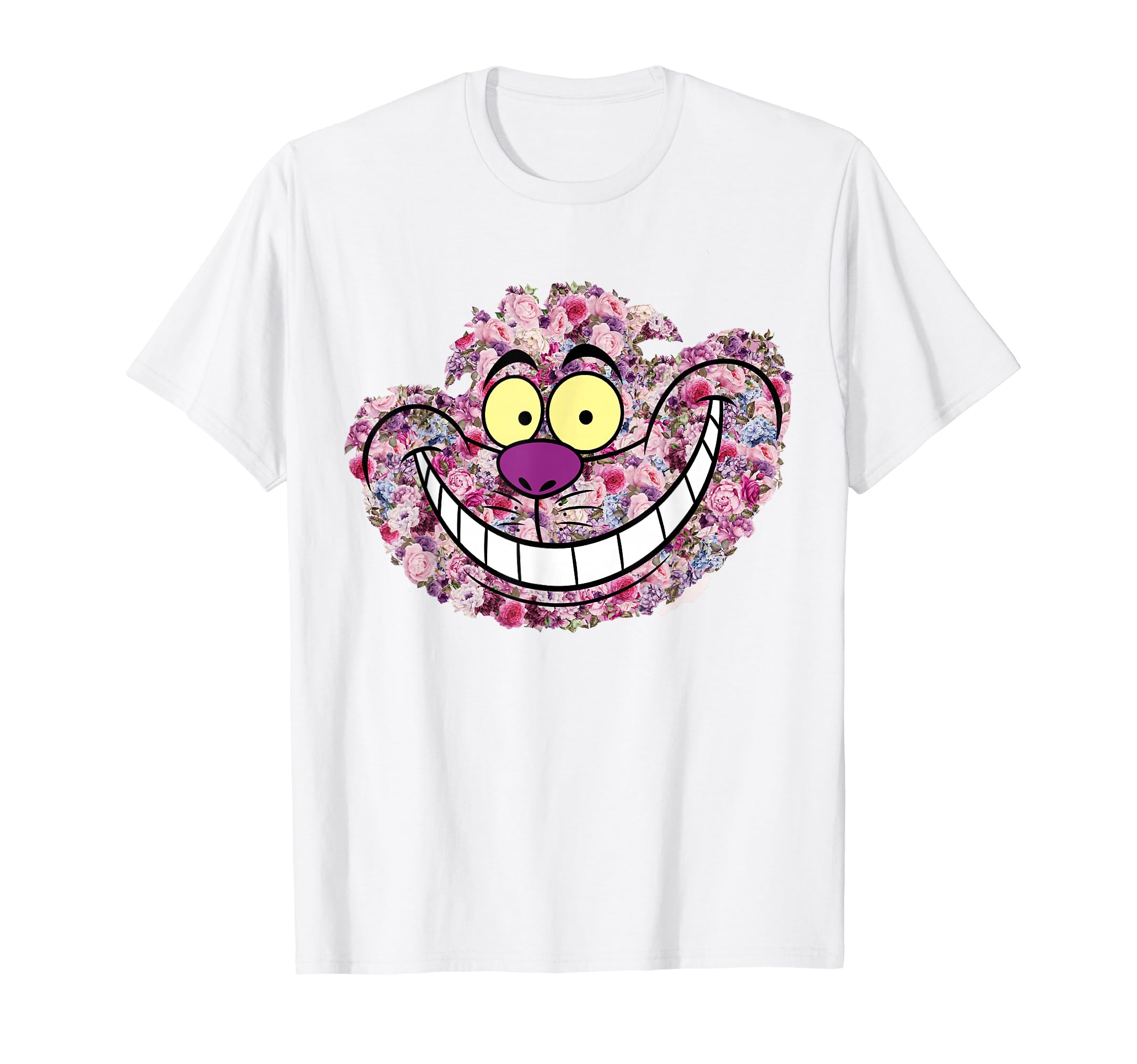 Disney Alice in Wonderland Cheshire Cat Floral Big Face T-Shirt