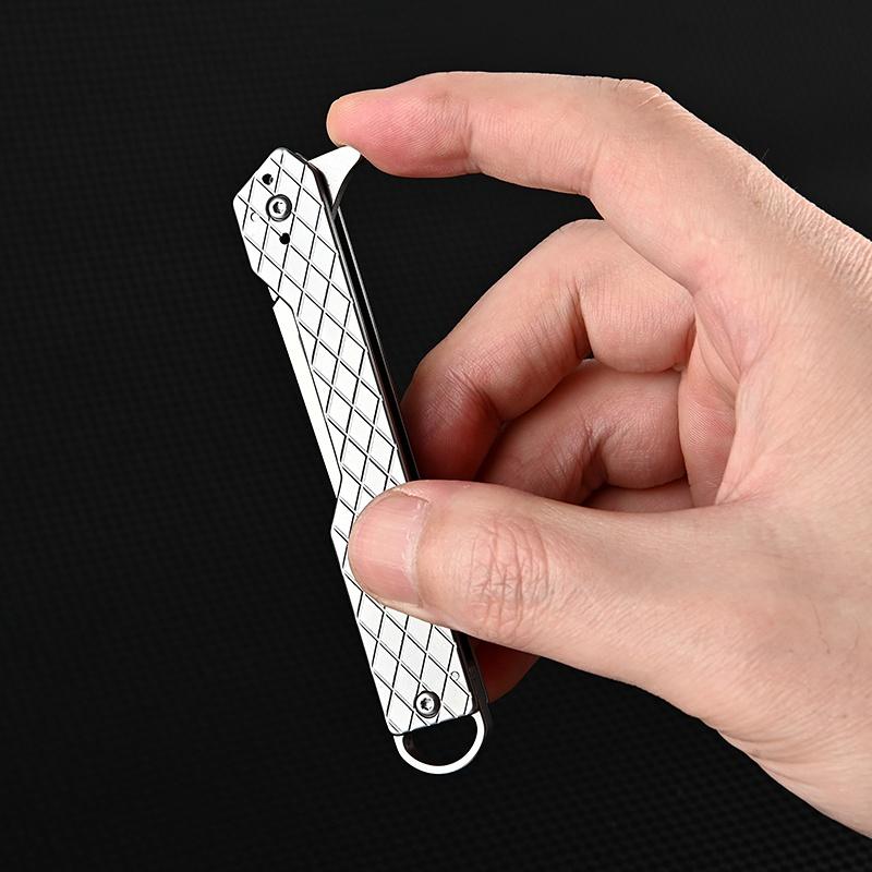 Plaid Stainless Steel Folding Knife with 10pcs Replacement Blades Mini Scalpel Outdoor Survival Camping Portable EDC Tool Cutter