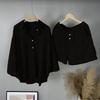 Summer Cotton and Linen Solid Color Shirt Two-piece Shorts Fashion Women's Suit
